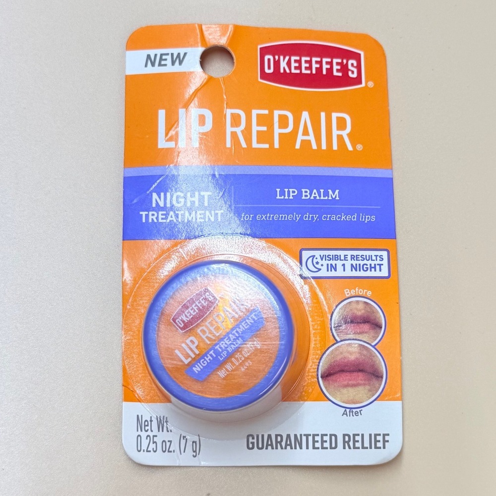 O'Keeffe's Lip Repair Night Treatment Lip Balm for Dry Cracked Lips 0.25 oz Jar